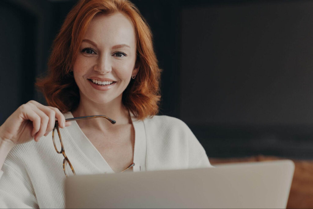 woman reading content creation tips