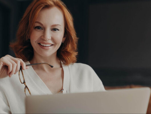 woman reading content creation tips