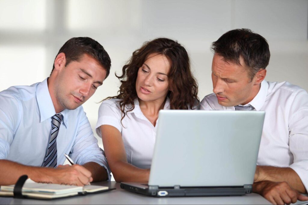 team developing life science content marketing