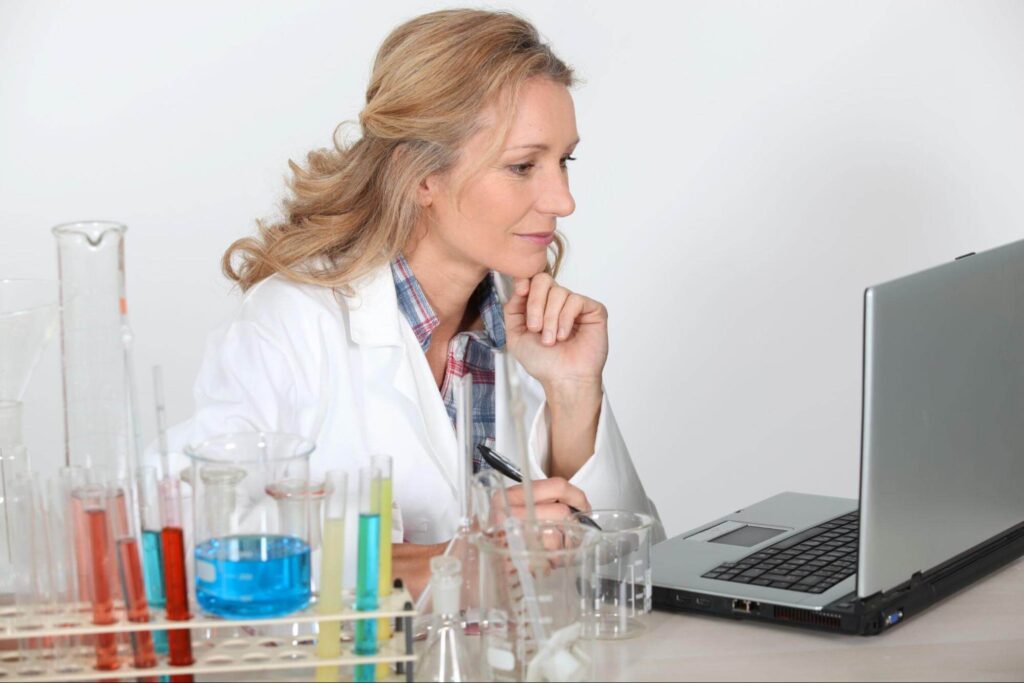 woman researching digital marketing technology and innovations