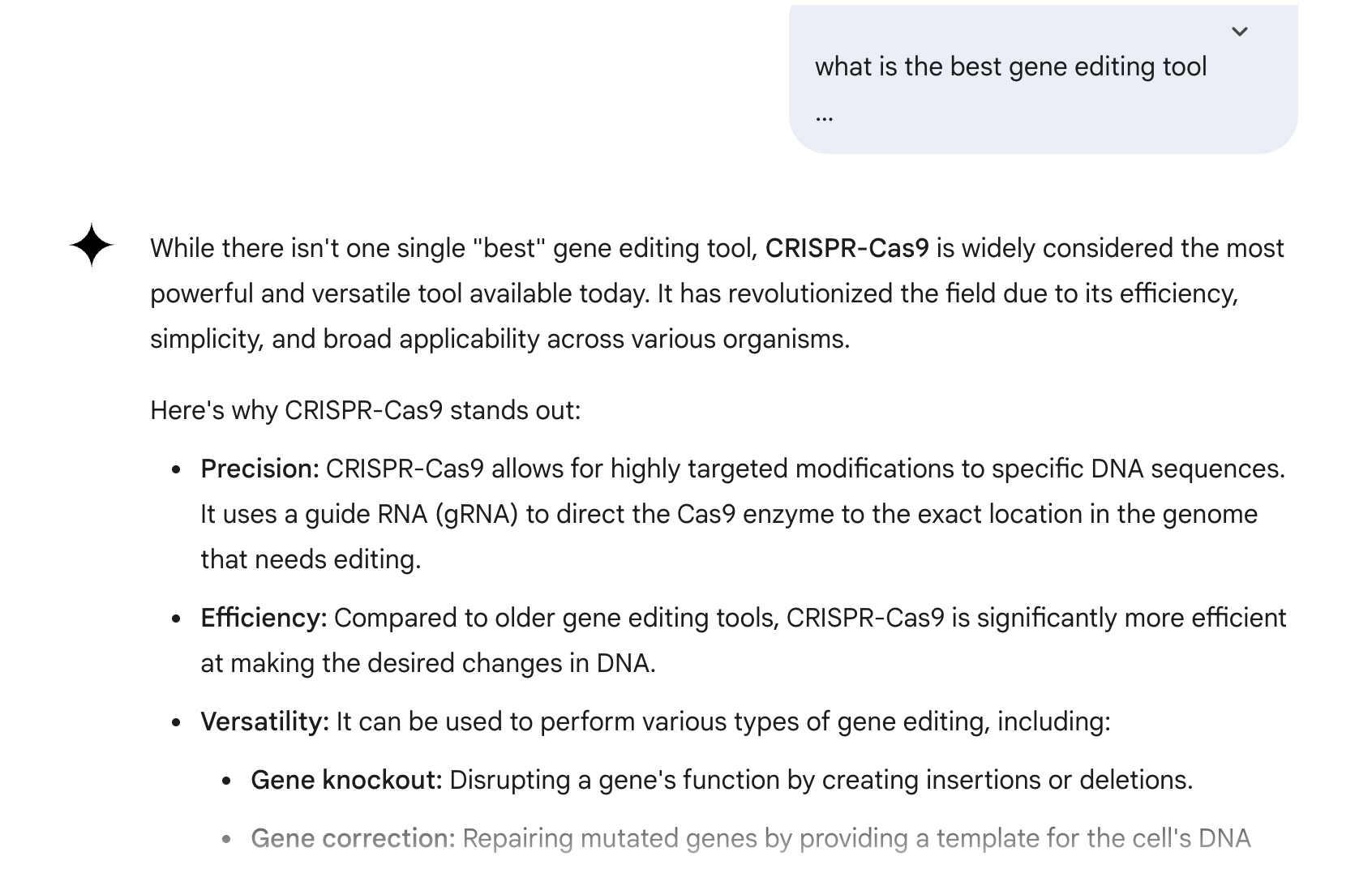 Gemini query search result.